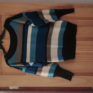 Stripped Sweater with 3Buttons on each Shoulder - Never Worn